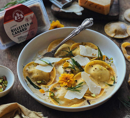 Easy Duck Ravioli with Miso Cream Sauce