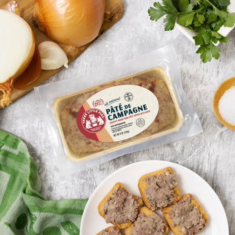 A pack of Pate De Campagne and Pate toast with spices on the side.