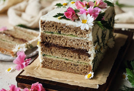 Sandwich Cake with Truffle Pâté, adorned with edible flowers