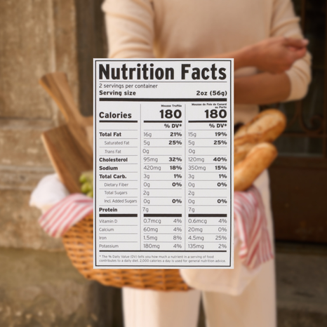Nutrition Facts for Petits Pates
