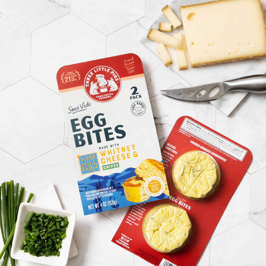 SousVide Egg Bites with Chives and Jasper Hill Farm's Whitney Cheese